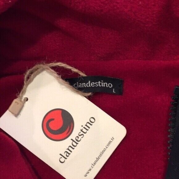 NWT Clandestino Coat Black Fleece Quarter Button Pullover Jacket Front Pocket - Picture 5 of 6